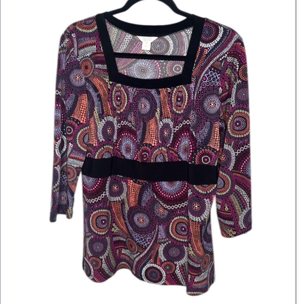Christopher & Banks - Women's Multicolor Patterned Square Neck Top - Medium - Picture 11 of 11